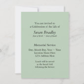 Invitation Indigo 1 Célébration de l'Faire-part funéraire (Dos)