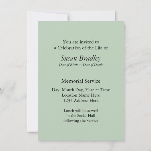 Invitation Indigo 1 Célébration de l'Faire-part funéraire (Dos)