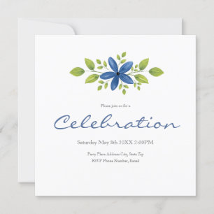 Invitation Indigo Aquarelle Florale Swag 2