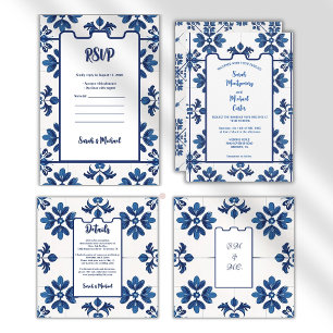 Invitation Indigo Azulejo Bleu Portugais Lisbonne Décoratif