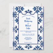 Invitation Indigo Azulejo Blue Portuguese Lisbon Decorative (Devant)