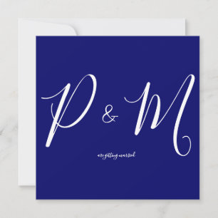 Invitation Indigo Bleu et Blanc Mariage Minimaliste Carré