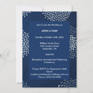Invitation Indigo Bleu Traditionnel Japonais Shibori