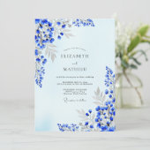 Invitation Indigo Blue Artistic Spring Wedding (Debout devant)
