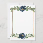 Invitation Indigo Blue Floral Elegant Mariage or (Dos)