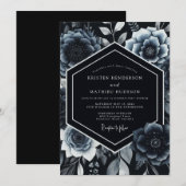 Invitation Indigo Botanical Romantic Wedding (Devant / Derrière)