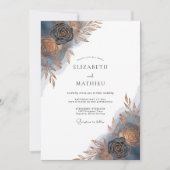 Invitation Indigo Brushstroke Bloom Wedding (Devant)
