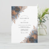 Invitation Indigo Brushstroke Bloom Wedding (Debout devant)