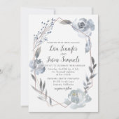 Invitation Indigo Dusty Blue Floral Mariage géométrique Invit (Devant)