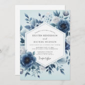 Invitation Indigo Floral Ethereal Wedding (Devant / Derrière)