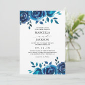 Invitation Indigo Floral Mariage (Debout devant)