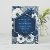 Invitation Indigo Floral Opulent Wedding (Debout devant)