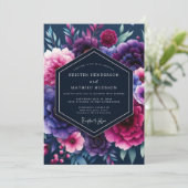Invitation Indigo Fuchsia Nocturne Wedding (Debout devant)
