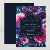 Invitation Indigo Fuchsia Nocturne Wedding (Devant / Derrière)