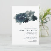 Invitation Indigo Ink Wash C'est un Baby shower garçon (Debout devant)
