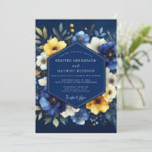 Invitation Indigo Luminous Bloom Wedding (Debout devant)