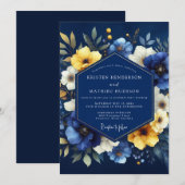 Invitation Indigo Luminous Bloom Wedding (Devant / Derrière)