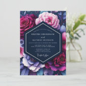 Invitation Indigo Luminous Floral Wedding (Debout devant)