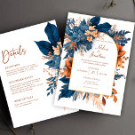 Invitation Indigo Modern Rustic Tout En Un Mariage Élégant<br><div class="desc">Conçu avec une touche de charme boho, cet Indigo Modern Rustic All In One Elegant Wedding Invitation ajoute une touche unique à votre journée spéciale. Dégustez vos invités avec l'allure chic des teintes rouille indigo mélangées en douceur aux délicats accents flornaux aquarelle. Les fleurs botaniques apportent une touche intemporelle à...</div>