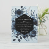 Invitation Indigo Moody Bloom Wedding (Debout devant)