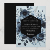 Invitation Indigo Moody Bloom Wedding (Devant / Derrière)
