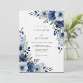 Invitation Indigo Painterly Floral Wedding (Debout devant)