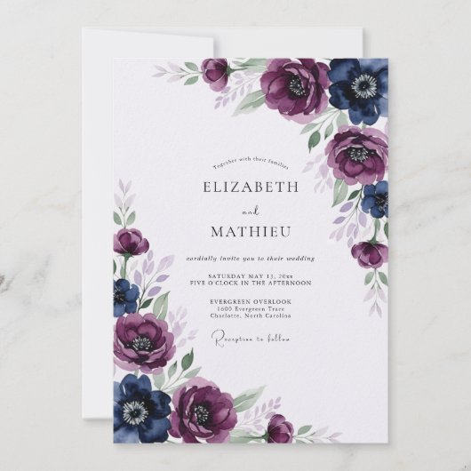 Invitation Indigo Plum Elegant Winter Wedding (Devant)