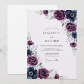 Invitation Indigo Plum Elegant Winter Wedding (Devant / Derrière)