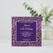 Invitation Indigo Purple et Rose Gold Leopard Foil anniversai (Debout devant)