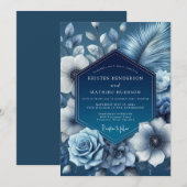 Invitation Indigo Shadow Bloom Mariage (Devant / Derrière)