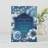 Invitation Indigo Shadow Bloom Wedding (Debout devant)