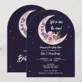 Invitation Indigo Star Fall Rose Floral Moon Baby shower (Devant / Derrière)
