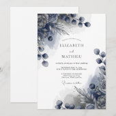 Invitation Indigo Stately Winter Wedding (Devant / Derrière)