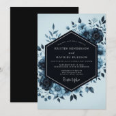 Invitation Indigo Twilight Bloom Wedding (Devant / Derrière)