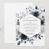 Invitation Indigo Wash Botanical Wedding (Devant / Derrière)