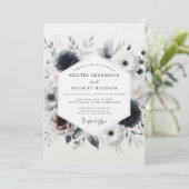 Invitation Indigo Winter Floral Wedding (Debout devant)