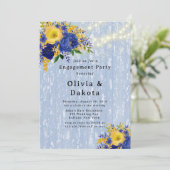 Invitation Indigo Yellow Peony Wood Lights (Debout devant)
