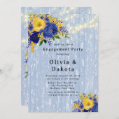 Invitation Indigo Yellow Peony Wood Lights (Devant / Derrière)