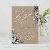 Invitation Industrie Chic Floral Rustique Fête des mariées Kr (Debout devant)