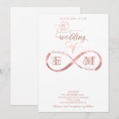 Invitation Infini or rose monogramme calligraphie romantique (Devant / Derrière)