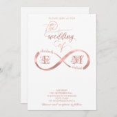 Invitation Infini rose or calligraphie monogramme romantique (Devant / Derrière)