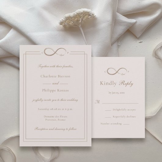 Invitation Infinity Amour Initiales Personnalisées Mariage RS