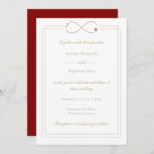 Invitation Infinity Love Monogramme Double Mariage de bonheur (Devant / Derrière)