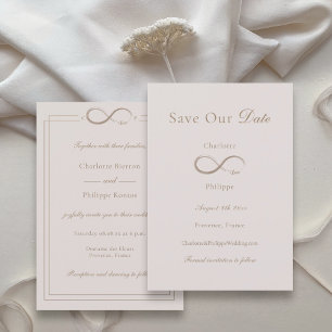 Invitation Infinity Love Rose Clair Save Our Date Mariage 