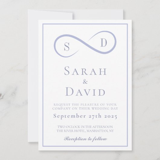 Invitation Infinity Minimalist Mariage bleu poudre (Devant)