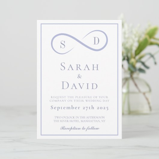 Invitation Infinity Minimalist Mariage bleu poudre (Debout devant)