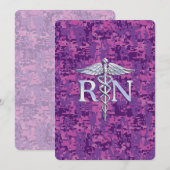 Invitation Infirmière autorisée RN Caduceus sur Camo rose (Devant / Derrière)