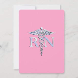 Invitation Infirmière autorisée RN Caduceus sur le rose clair