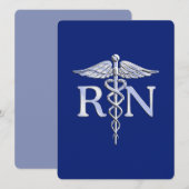 Invitation Infirmière autorisée RN Caduceus sur Navy Blue (Devant / Derrière)