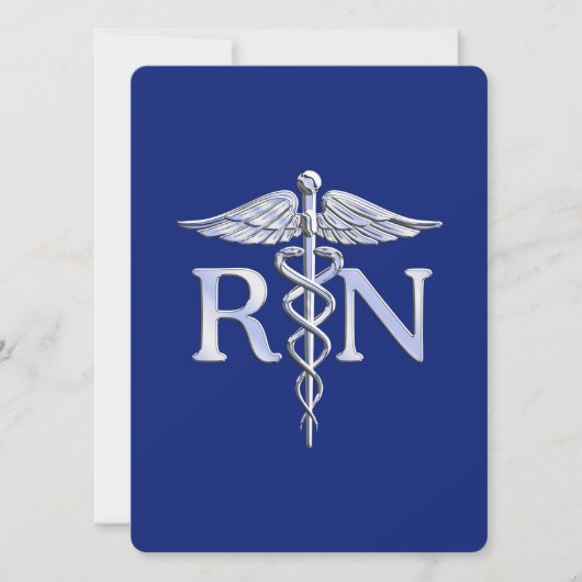 Invitation Infirmière autorisée RN Caduceus sur Navy Blue (Devant)